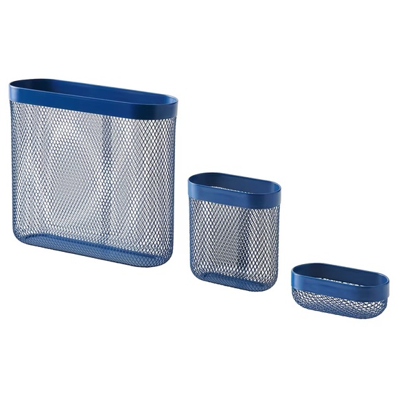 IKEA SKADIS Storage basket, Mesh Blue, Steel pegboard accessories (SET OF 3) NEW - Picture 1 of 5